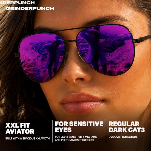 Image of grinderPUNCH XL XXL Aviator Sunglasses Men Big Head Oversized Polarized