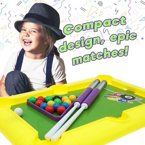 JA-RU 12 Inch Mini Pool Table Set (1 Mini Billiards) w/ 2 Cue Stick & Pool Balls. Portable Travel Size Mini Arcade Game. Office Desk Toys & Tabletop Games. Party Favors. 209-1s - Thumbnail 2