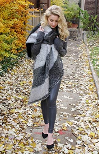 heekpek Women Large Oversized Scarf Pashmina Wrap Poncho Thick Style Scarf Patchwork Cape Shawl