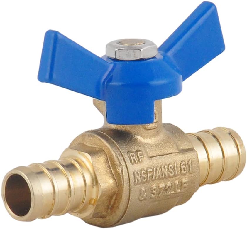 1/2" PEX Brass Ball Valve, LF Brass PEX Shut off Ball Valve with Red & Blue T Handle , Pex Barb Water Valve with cUPC Certified for Cold and Hot water -LD Brand(2-Pack)