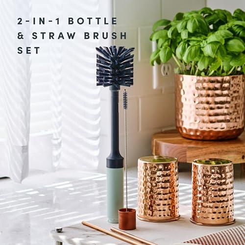 Image of Brite by Scotch-Brite Limited Edition 2-in-1 Straw & BottleBrush Set, Sleek and Stylish Bottle Cleaner Brush with 360-Degree Bristles and Hidden StrawBrush (Pack of 6)