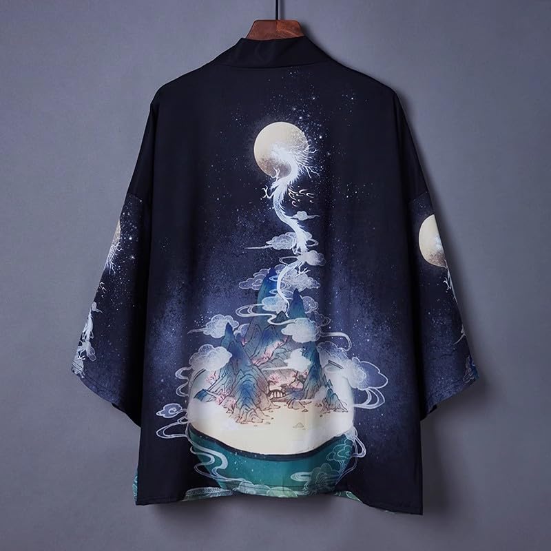Image of LAI MENG FIVE CATS Women's Floral Print Loose Blouse Japanese Kimono Tops | Puff Sleeve,Cover up Top,Casual Cute Tops,Summer Cardigans 2026