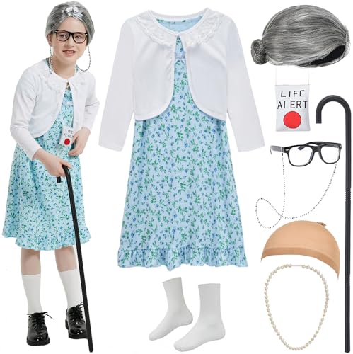 Disfraz de Abuela para Niñas con Peluca miniatura 1