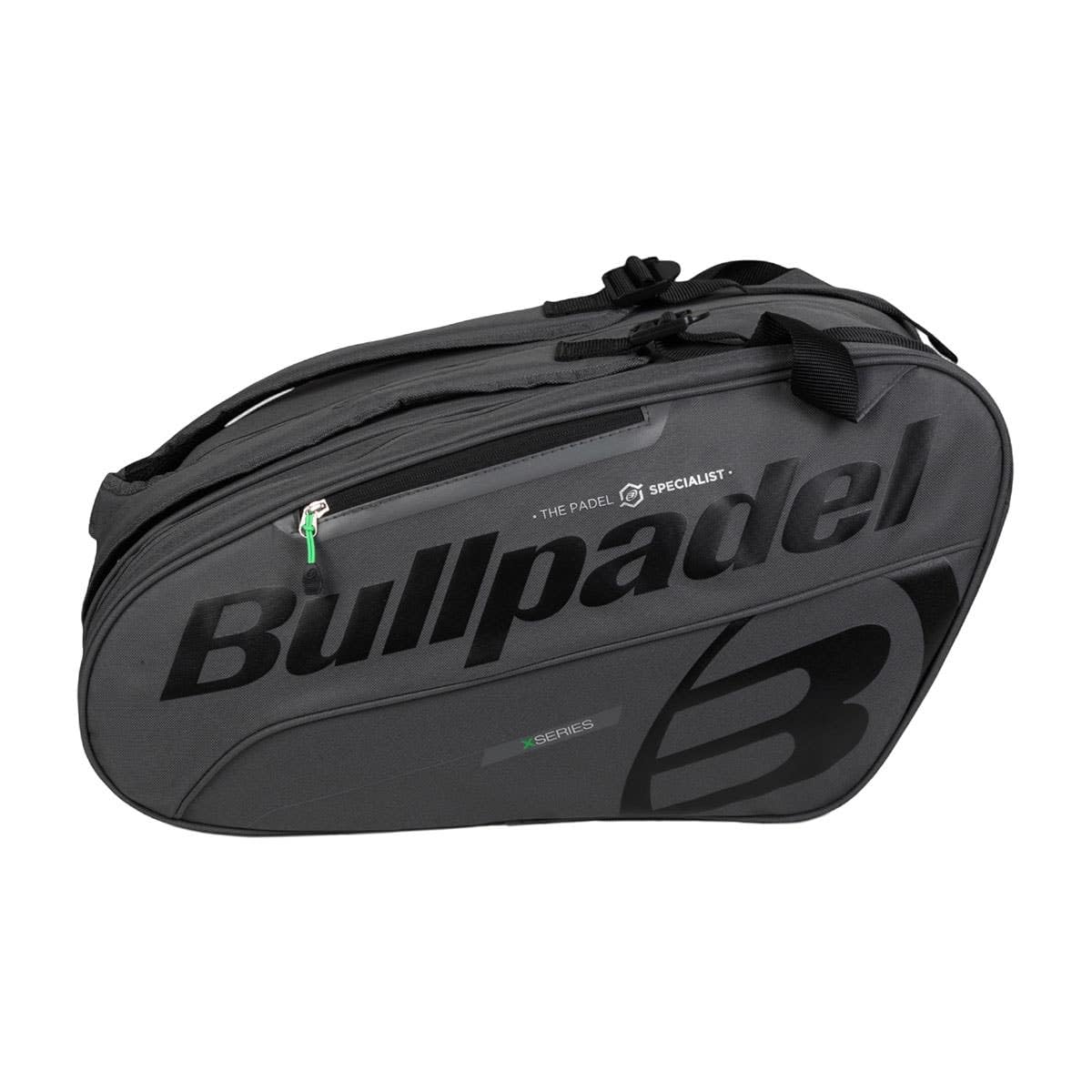 Bullpadel - Sac de raquette noir, avec poches pour raquettes, compartiment pour vêtements ou équipements et poches auxiliaires, rembourré et poignées pour le transport, grande capacité et
