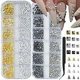 OPMADM 2 Box Goth Nail Charms Punk Metal Nails Studs Square Cone Spike Gold White Gold Silver Black Accessories
