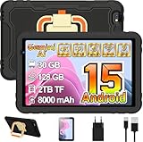 Android 15 10 pollici Tablet bambini con Gemini AI, 30GB RAM+128GB ROM, Controllo Parentale, 8000 mAh, Octa-Core, 5MP+8MP con 5G Wifi6, Custodia protettiva EVA antiurto + Staffa girevole a 360°(Nera)