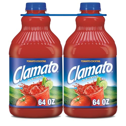 Clamato Original Tomato Cocktail, 64 fl oz bottle 2 Pack, Flavored With Tomato Juice & Spices, Perfect Mixer for the Authentic Michelada, Bloody Mary Drinks, and Seafood Cocktail