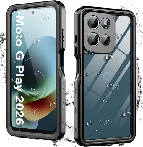 for Motorola Moto G 2026 / G Play 2026 Phone Case with Built-in Screen Protector, Waterproof Case Rugged Full Body Underwater Dustproof Shockproof Drop Proof Protective Cover, Black