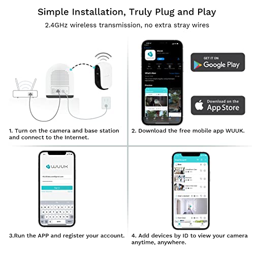 Wuuk Add-On Outdoor Camera, Requires Base Station, Home Security Cameras Wireless Outdoor, 2K Hd, No Monthly Fee, Ip67, Compatible With Alexa & Google #TOP6