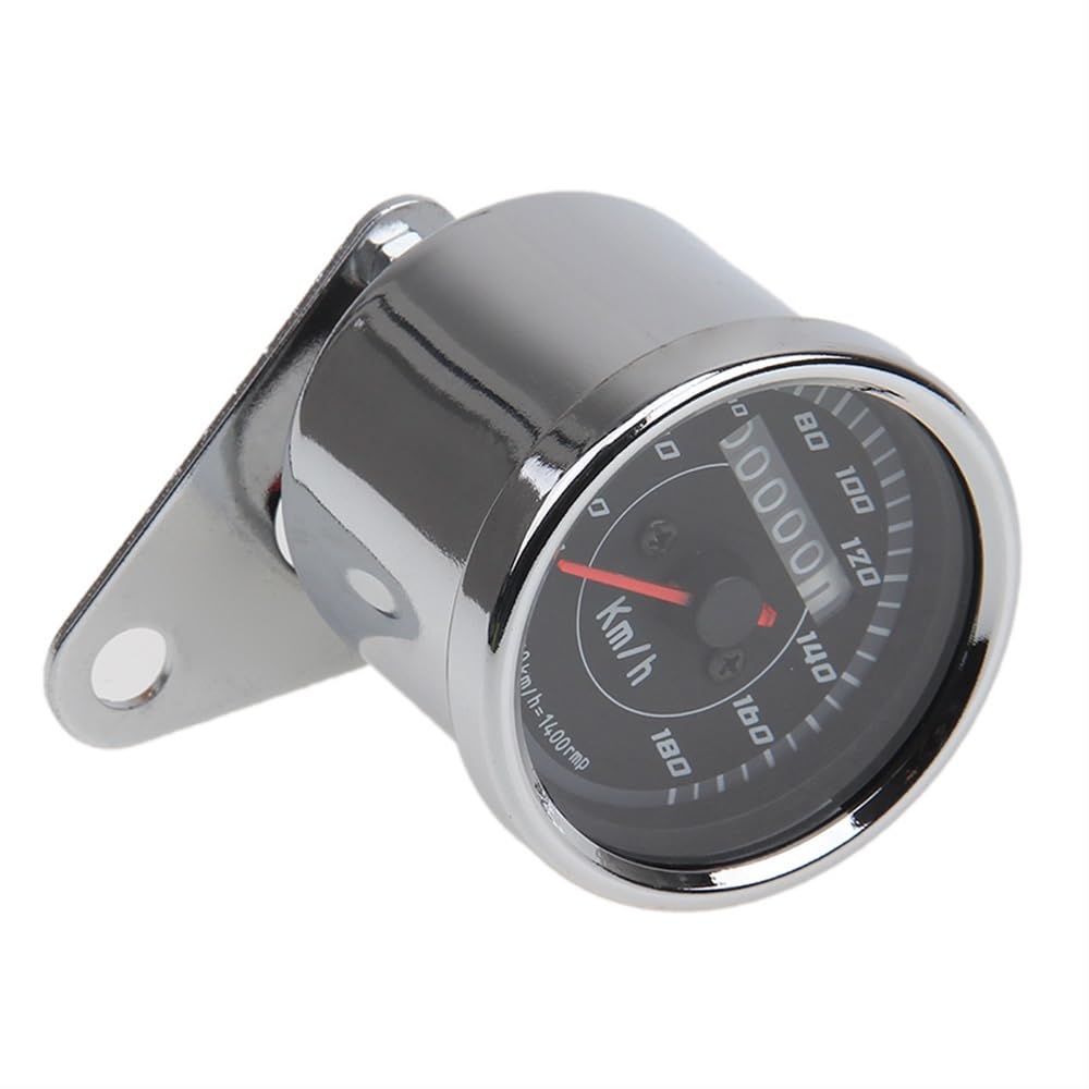Motorcycle Odometer Gauge Silver Shell Black Dial Universal Motorcycle Odometer Tachometer Gauge Meter Backlight Black Km/h Motocross Meters