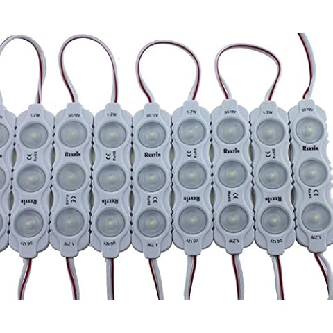 Rextin Super bright 200pcs New Model 2835 3 LED Module 120-150LM Per module Waterproof Decorative Light for Letter Sign Advertising Signs with Tape Adhesive Backside (White) Cover