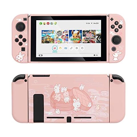 GeekShare Pink Benny Schutzhülle Kompatibel mit Nintendo Switch, Soft TPU Slim Case Cover Fit Schalterkonsole und Joy-Con (Steamed Bun Rabbit) [Videospiel] Cover