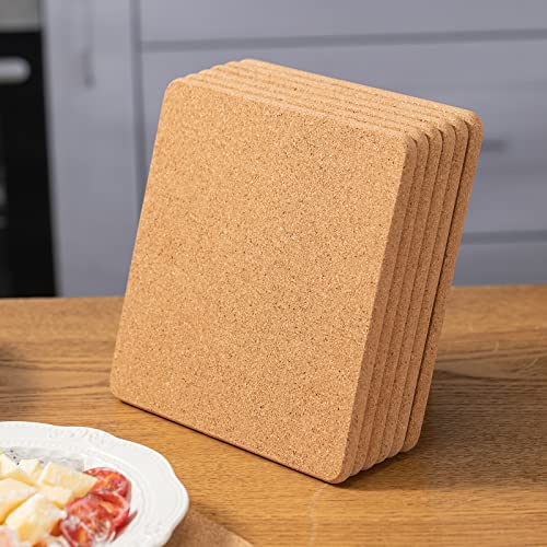 Square Cork Trivets Set 4 Pack 8" X 8" X 0.4"Thick Square Cork Trivets For Hot Dishes, Heat-Resistant Cork Hot Pads For Countertop, Table, And Kitchen, Perfect For Hot Pots And Pans #TOP1