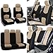 ZXMOTO Car Seat Covers Universal Size Fit for 7 Seaters Cars Auto SUV VAN, Set of 7PCS Beige,Not Suitable for Seats with Armrests