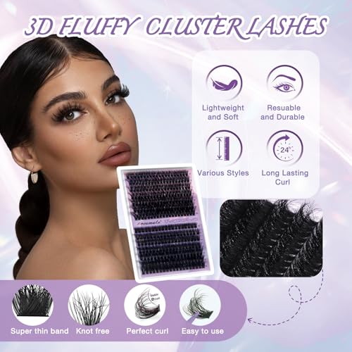 Proamate Individual Cluster Lashes DIY Eyelash Soft Natural Easy Fan Lash False Lashes for Personal Use at Home (3D Fluffy 60D+80D) - Image 2