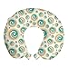 ABAKUHAUS geometrico Circle Cuscino da Viaggio, Spiral Circle Tile, Accessorio in Schiuma di Memoria per Viaggio, 30 cm x 30 cm, Teal Arancione
