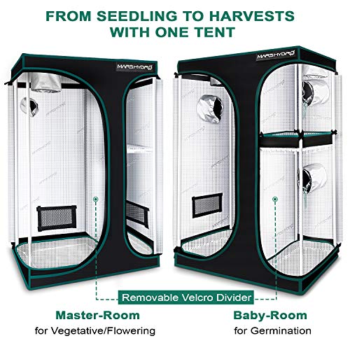 Mars Hydro 2 In 1 Grow Tent, 36"X24"X55", 3X2 Reflective Mylar Grow Tents With Removable Floor Tray For Indoor Plant Growing Room For Ts600/Ts1000/Sp150 #TOP1