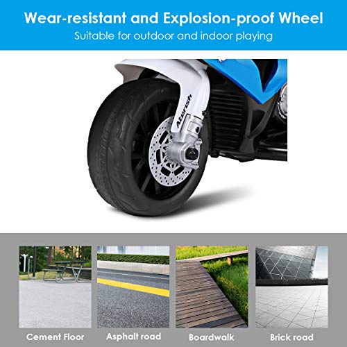 Costzon Kids Ride On Motorcycle, Licensed Bmw 6V Battery Powered 3 Wheels Motorcycle Toy For Children Boys & Girls, Electric Ride On Motorcycle W/Headlights &Music, Pedal (Blue) #TOP3