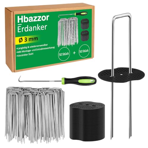 Hbazzor Picchetti per Telo Pacciamatura 50Set (150x40 mm, Diametro 2,5 mm)