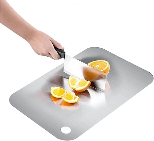 Miniatura 6 de Tabla de cortar de acero inoxidable Amasar Tablero de masa de cocina Fruta Vegetales (11.0x15.4 in)