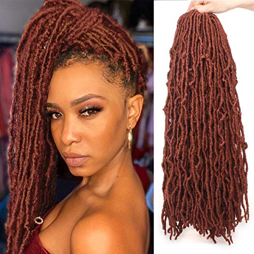 24 Inch 6 Packs New Faux Locs Copper Red Goddess Faux Locs Curly Wavy Hair 21 Strands Pre-Looped Synthetic Most Natural Soft Locs Crochet Dreadlock Hair Extend for Woman (24 Inch, 350#)
