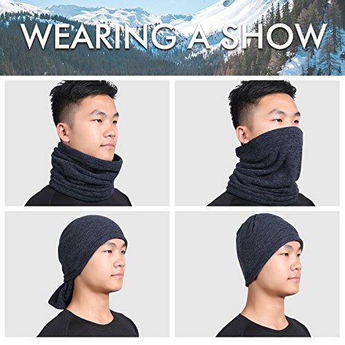 Fleece Neck Warmer For Cold Weather Men Women Ski Neck Gaiter Cover Keep Warm Face Mask (Dark Blue) #TOP1
