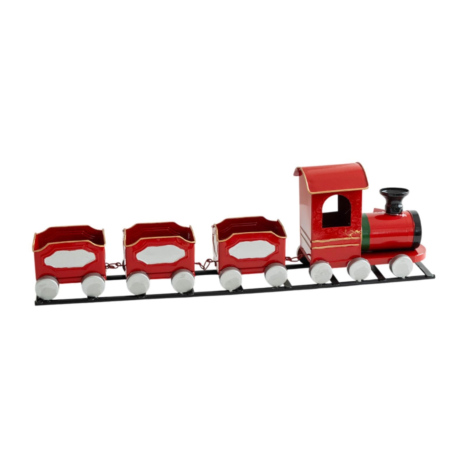 Estatua Navideña Decorativa para Mesa de Navidad Figura de Hierro Artesanal Centro de Mesa Atemporada Adecuada para Decoración de Hogar Fiesta Restaur, Tren pequeño, Individual