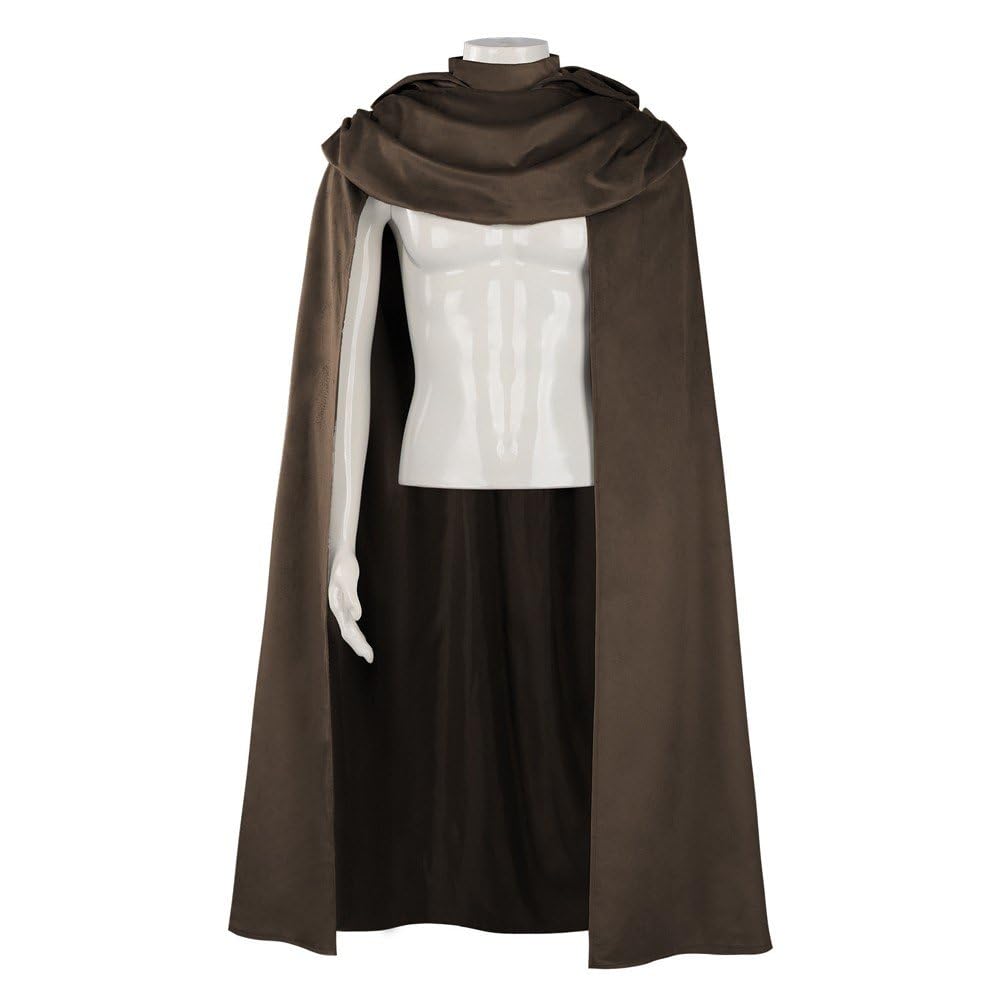 Mantello Medievale con Cappuccio per Adulti, Mantello Cavaliere retrò, Scialle Cacciatore, Mantello Arciere Antico, Costume di Halloween per Cosplay.
