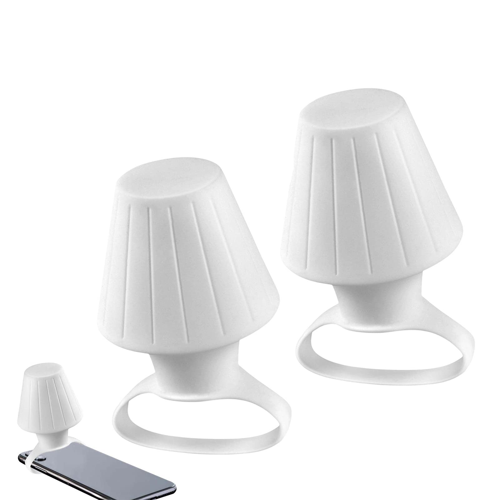 2Pcs Cell Phone Lampshade, Mobile Phone Night Light Tiny Lampshade, Creative Silicone Light Diffuser, Mobile Phone Flash Atmosphere Lamp, Clip On Phone (White)