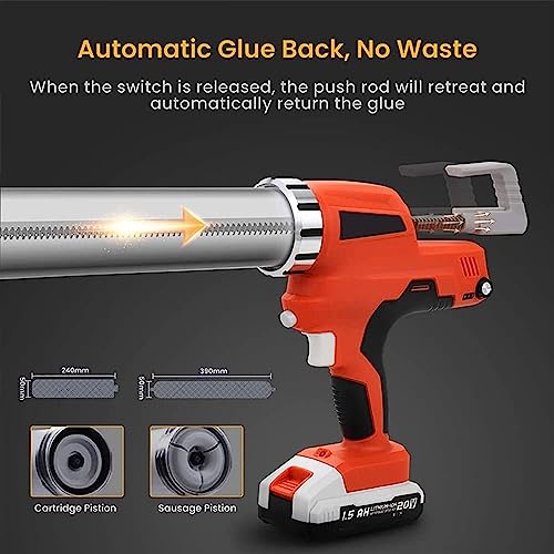 Pistolet à calfeutrer sans fil – Pistolet adhésif à piles 20 V pour cartouches de 283,5 à 567 g et paquets de saucisses – Comprend 1 batterie