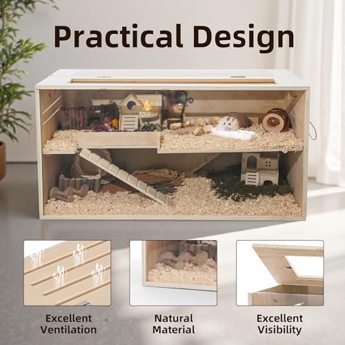 Pine Small Animals Houses&Habitats Chewproof, 40" Pine Guinea Pig Cage Hamster Cage for Small Animals (40" Large, Normal) - Image 6