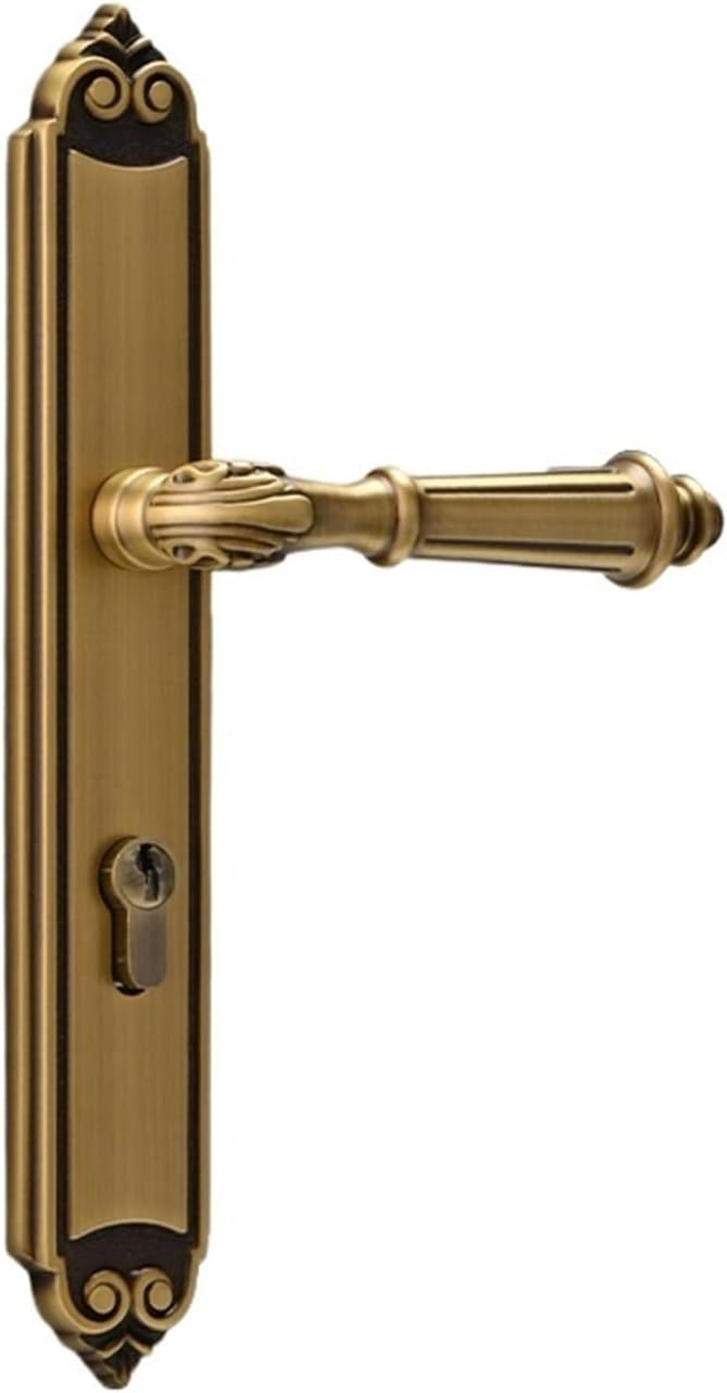 All-Copper Bedroom Magnetic Silent Door Lock All-Copper French Retro Indoor Wooden Door Door Lock(Coffee Bronze)