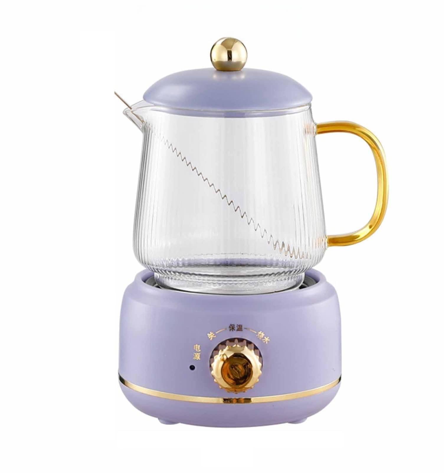 inteligentny czajnik, 600ML Mini HGlass Automatyczne pogrubienie szkła Wielofunkcyjny elektryczny czajniczek do gotowania Niski poziom hałasu Gotowanie 360W(Purple)