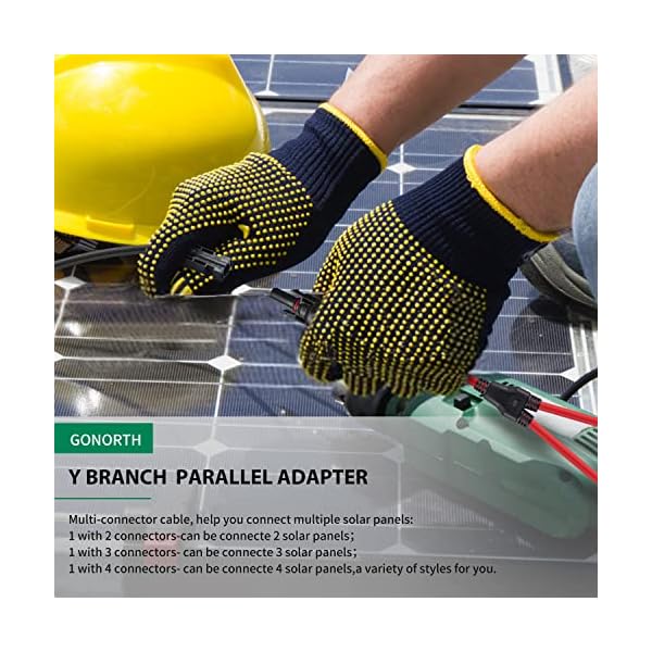 GENORTH 6 mm² Solarkabel Y-Verteiler,1 Paar Solarpanel Y Stecker 1Y2 10AWG Y Stecker Fotovoltaik Kabel Y Stecker,1Y2 Stecker Paar für Solaranlage Steckerfertig(Rot +Schwarz). – Bild 8