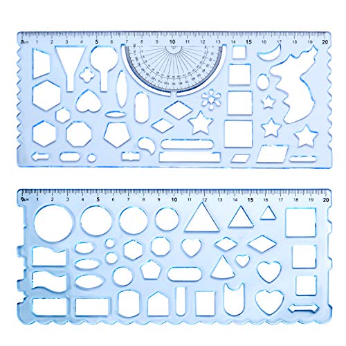 2pcs Plastic Drawing Templates Geometric Rulers Polygon Triangle Circle Painting Pattern for Office and School