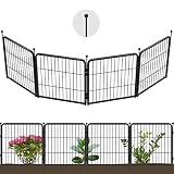 FXW Decorative Garden Metal Fence Temporary Animal Barrier for Yard, 4 Panels, 8'(L)×24"(H), Black