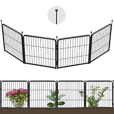 AMAZON - FXW Decorative Garden Metal Fence Temporary Animal Barrier for Yard, 4 Panels, 8′(L)×24″(H), Black
