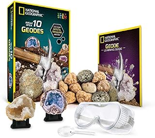 National Geographic Break Open 10 Premium Geodes – Includes Goggles, Detailed Learning Guide