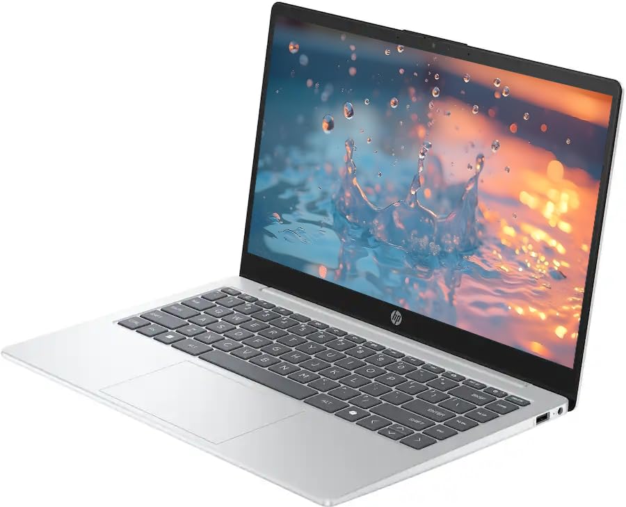 Image of HP 14 inch Laptop for Business & Students, 256GB SSD, Microsoft Office 365 Included, Windows 11, Copilot Key, AMD Athlon Silver 7120U, Natural Silver