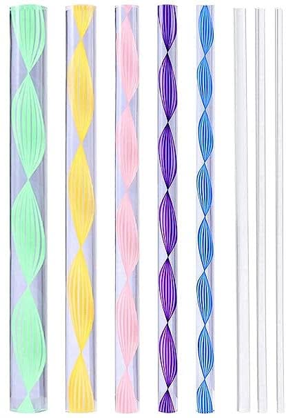 SCHMIDT Mandala Art Tool Set of 8 Pcs Colorful Acrylic Flat Head Twisted Stick/Rod in Assorted Sizes for Nail Art, Dot Painting, DIY Kit