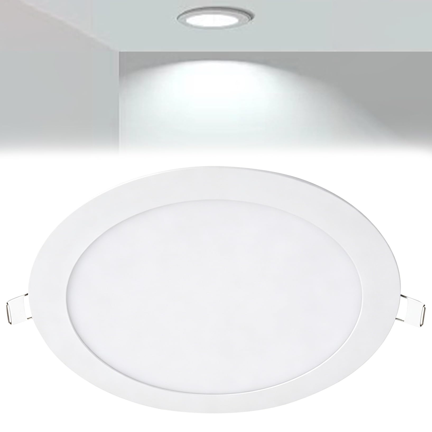 VOGHMOLD 24W Ultra Slim LED Downlight 12 inch, 6000K Recessed Ceiling Light, Cut Φ280-285mm, AC85-265V Flush Mount Spotlights Aluminum Round Panel Lights for Office Hallway, 1 Pack