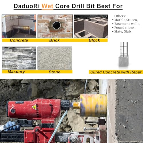 Image of 2 1 /2 Inch Wet Core Drill Bits, DaduoRi 2.5 inch Core Bit for Concrete, 14 inch Drilling Depth, 1-1 /4 inch-7 Thread Diamond Core Bit for Cured Concrete with Rebar, Hard Masonry, Brick Block, Stucco, Stone (63mm)