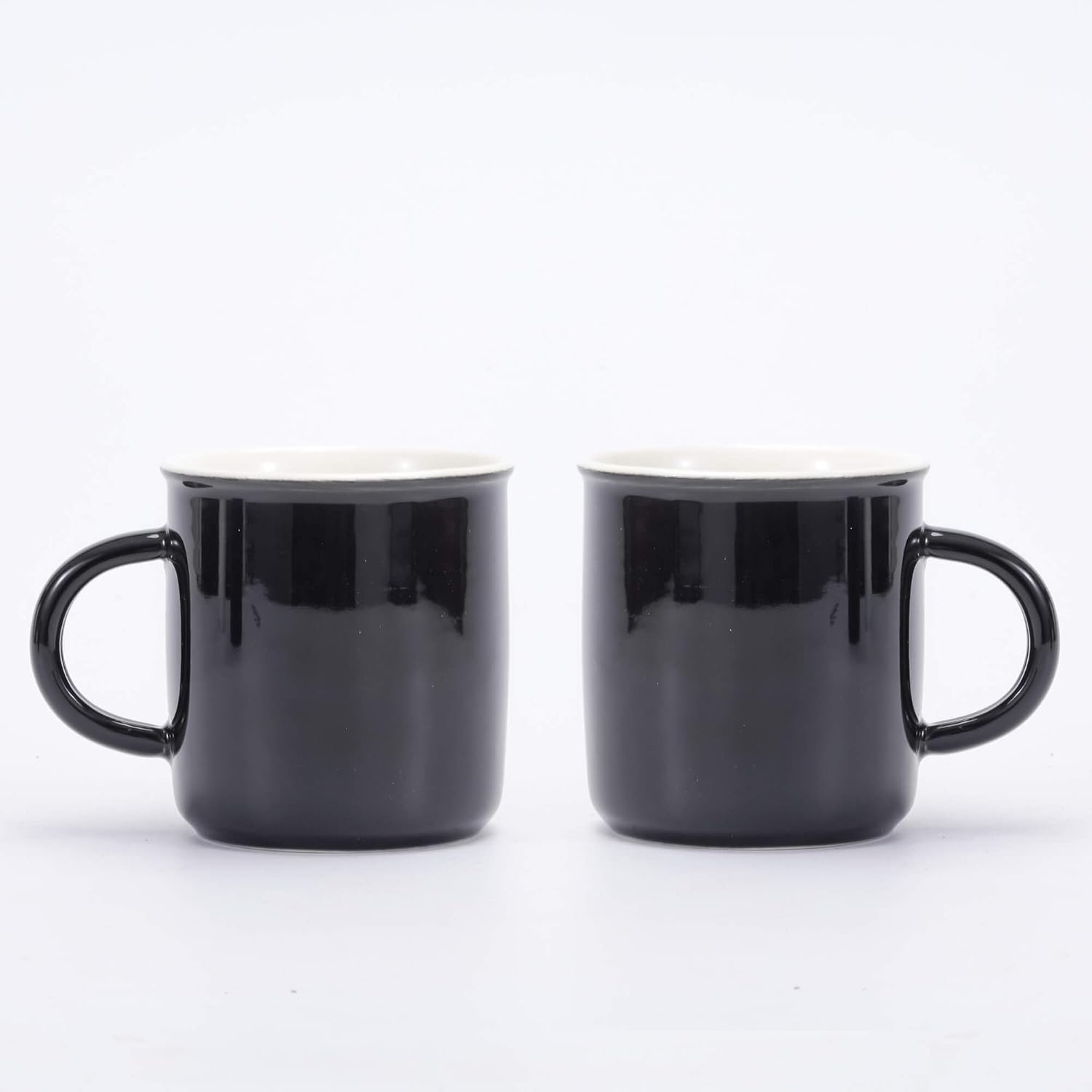 Ceramic Mini Espresso Cups Set of 2, 5 oz Expresso Mugs with Handle, Porcelain Coffee Mugs,Demitasse Cups (black, 5, ounces)