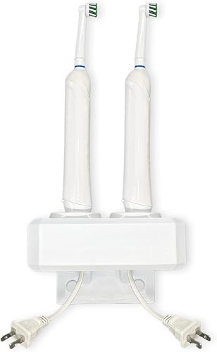 Miniatura 9 de Soporte para cepillo de dientes eléctrico, montaje en pared, compatible con Oral-B, soporta 2 cargadores, se monta solo en una sola toma GFCIDecora