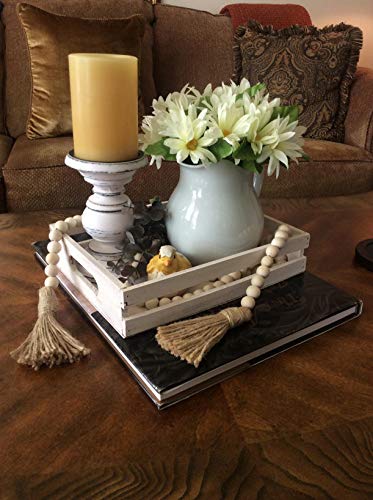 image for Mkono Wooden Beads Garland with Tassels 3 Pcs Prayer Beads Farmhouse R