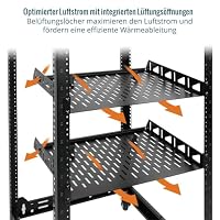 Tecmojo 19 Zoll 1HE 254mm Tief Fachboden zum Festeinbau, Befestigung Vorne, mit Anti-Rutsch-Stoppern, Server- und Netzwerk-Rack-Regal, 25kg Traglast, 2 Stück, Schwarz – Ansicht 4
