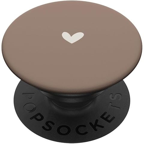 Neutral Dark Taupe - Cute Simple Chic Boho Hand Drawn Heart PopSockets Adhesive PopGrip