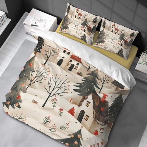 Couvre-lit de Noël traditionnel et sa parure de lit pour soirées d'hiver - 2