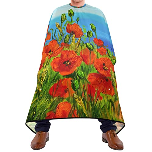 Capa De Peluquería Profesional Flower De Amapola Del Mar Capas Para Peluqueria Impermeable Con Cierre De Botones Bata Para Barberías, Para Barberías, Peinados, Cortes Y Teñidos, 140x168cm