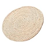 STOBAZA Cuscino Rotondo Intrecciato in Paglia di Mais Spesso 1,5 CM, Tappetino Tatami per Meditazione Yoga, Stuoia Tessuta a Mano per Pavimento, Cuscino Pavimento Decorativo per Casa